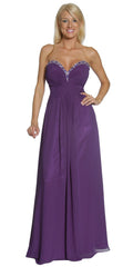 CLEARANCE - Juliet 1118 Long Dress Strapless Beading Sweetheart Chiffon Gown (Size L) by DiscountDressShop