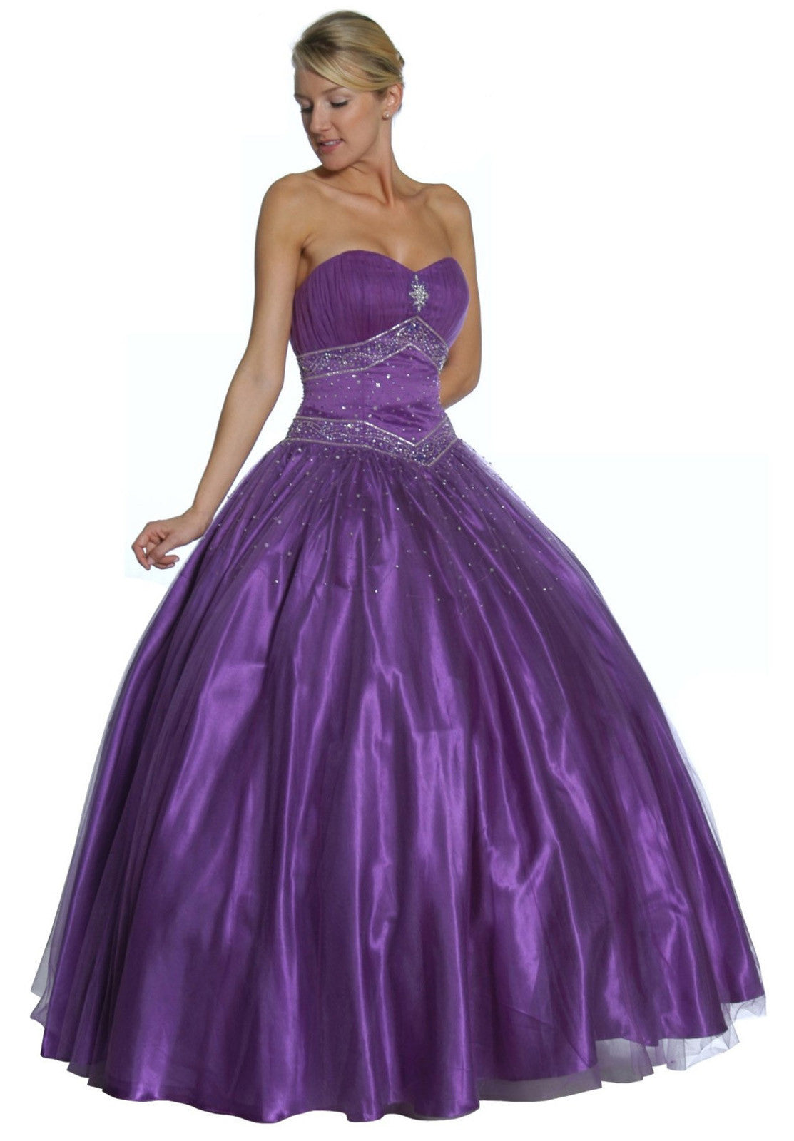 CLEARANCE - Juliet 1093 Princess Ball Gown Sweetheart Bead Lace Up Back by DiscountDressShop