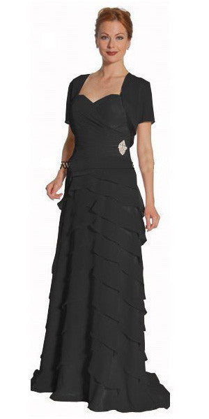 CLEARANCE - Juliet 1044 Spaghetti Strap Chiffon Formal Dress Multi Ruffle Hem (Size 3XL) by DiscountDressShop