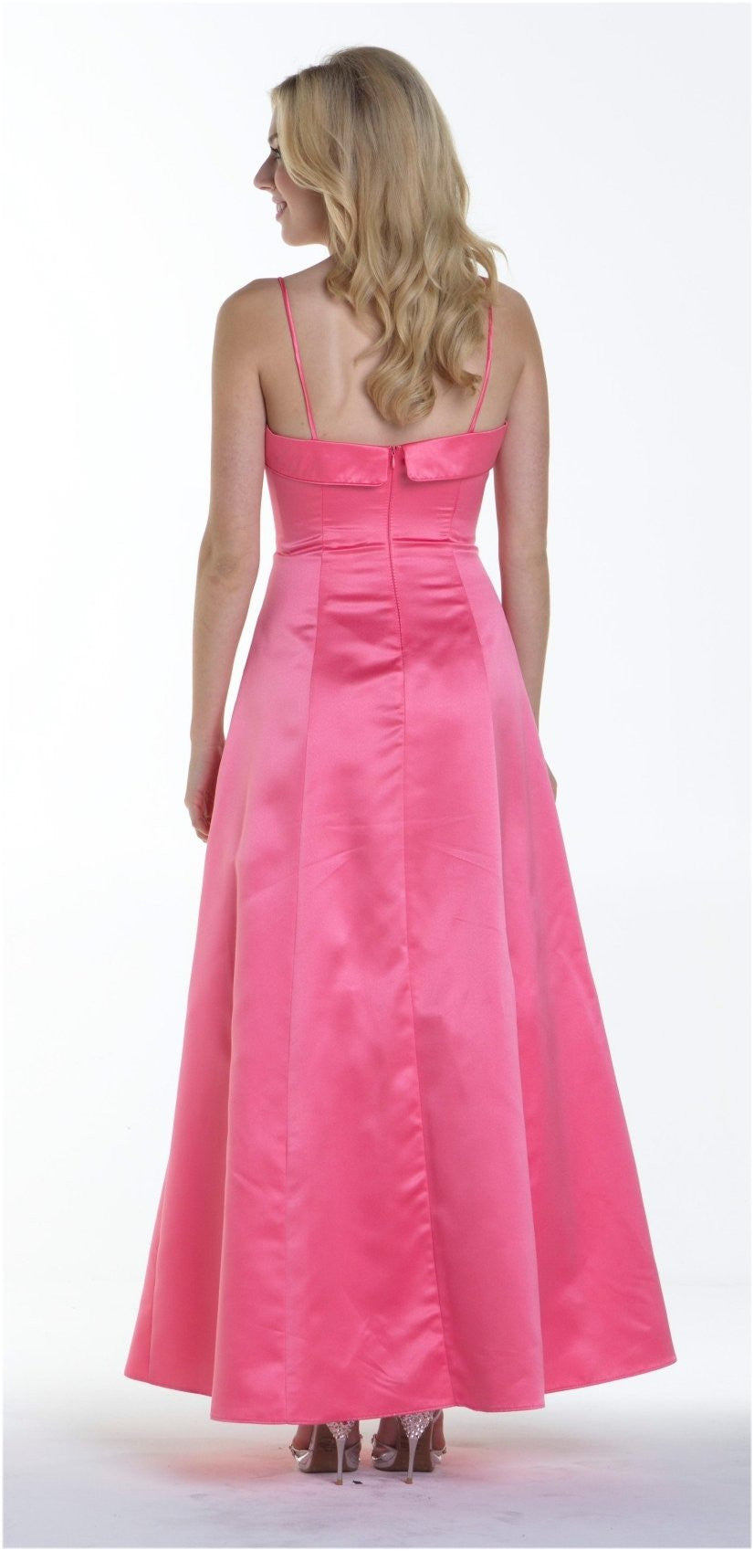 CLEARANCE - Bridesmaid Dress Poly Satin Spaghetti Strap A Line Gown (Size Small) by DiscountDressShop