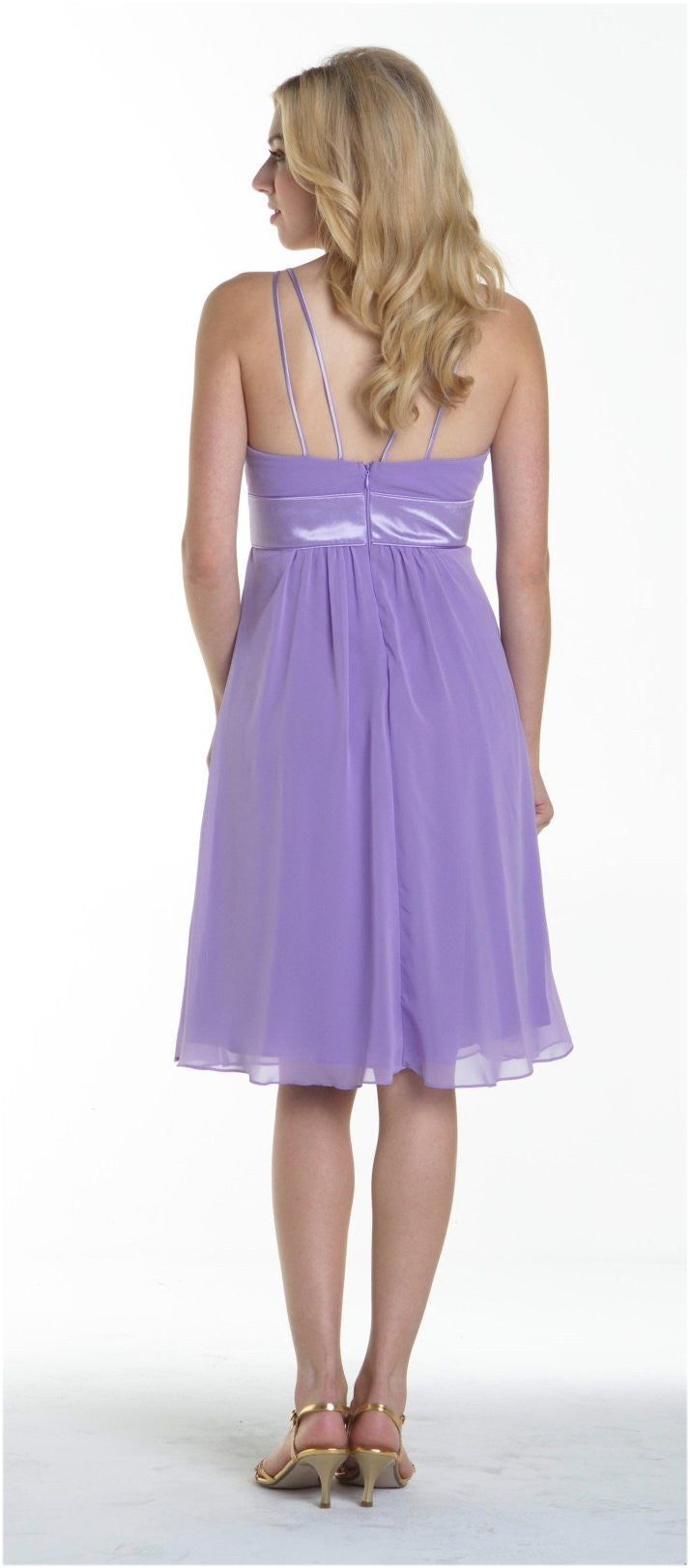 CLEARANCE - Knee Length Spaghetti Strap Chiffon Dress (Size Medium) by DiscountDressShop