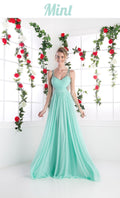 Cinderella Divine 5061 Sheer Beaded Strap Flowy Evening Dress by DiscountDressShop