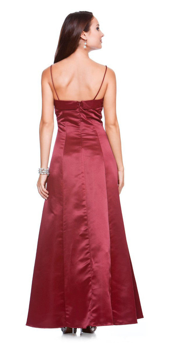 CLEARANCE - Bridesmaid Dress Poly Satin Spaghetti Strap A Line Gown (Size Small) by DiscountDressShop