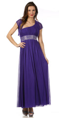 CLEARANCE - Celavie 2095L Long Lavender One Shoulder Gown Chiffon Empire (Size L) by DiscountDressShop