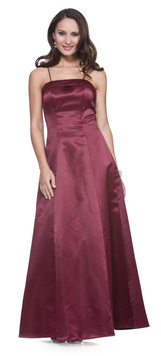 CLEARANCE - Bridesmaid Dress Poly Satin Spaghetti Strap A Line Gown (Size Small) by DiscountDressShop