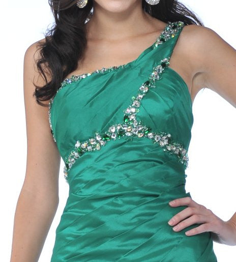 CLEARANCE - Cinderella Divine 1646 Long Dress Taffeta One Shoulder (Size 6) by DiscountDressShop