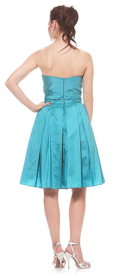 CLEARANCE - Cinderella Divine 5039 Knee Length Teal A-Line Dress (Size M) by DiscountDressShop