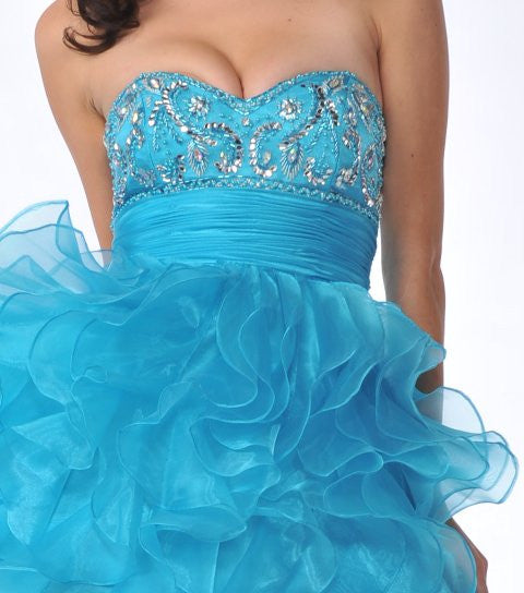 CLEARANCE - Cinderella Divine 5866 Strapless Cocktail Dress Short (Size 8) by DiscountDressShop