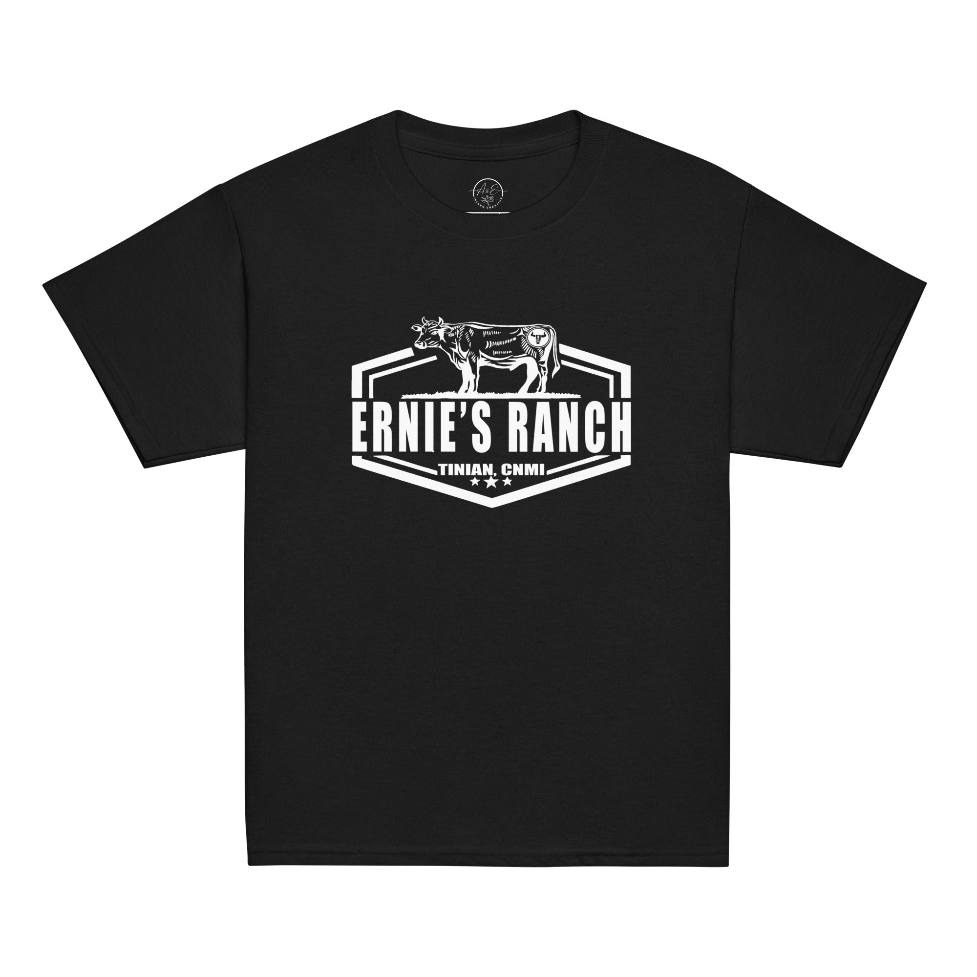 Ernie's Ranch Classic Dark Tee- YOUTH (Black or Navy) (100% Organic Cotton) by Coco Eve Creative