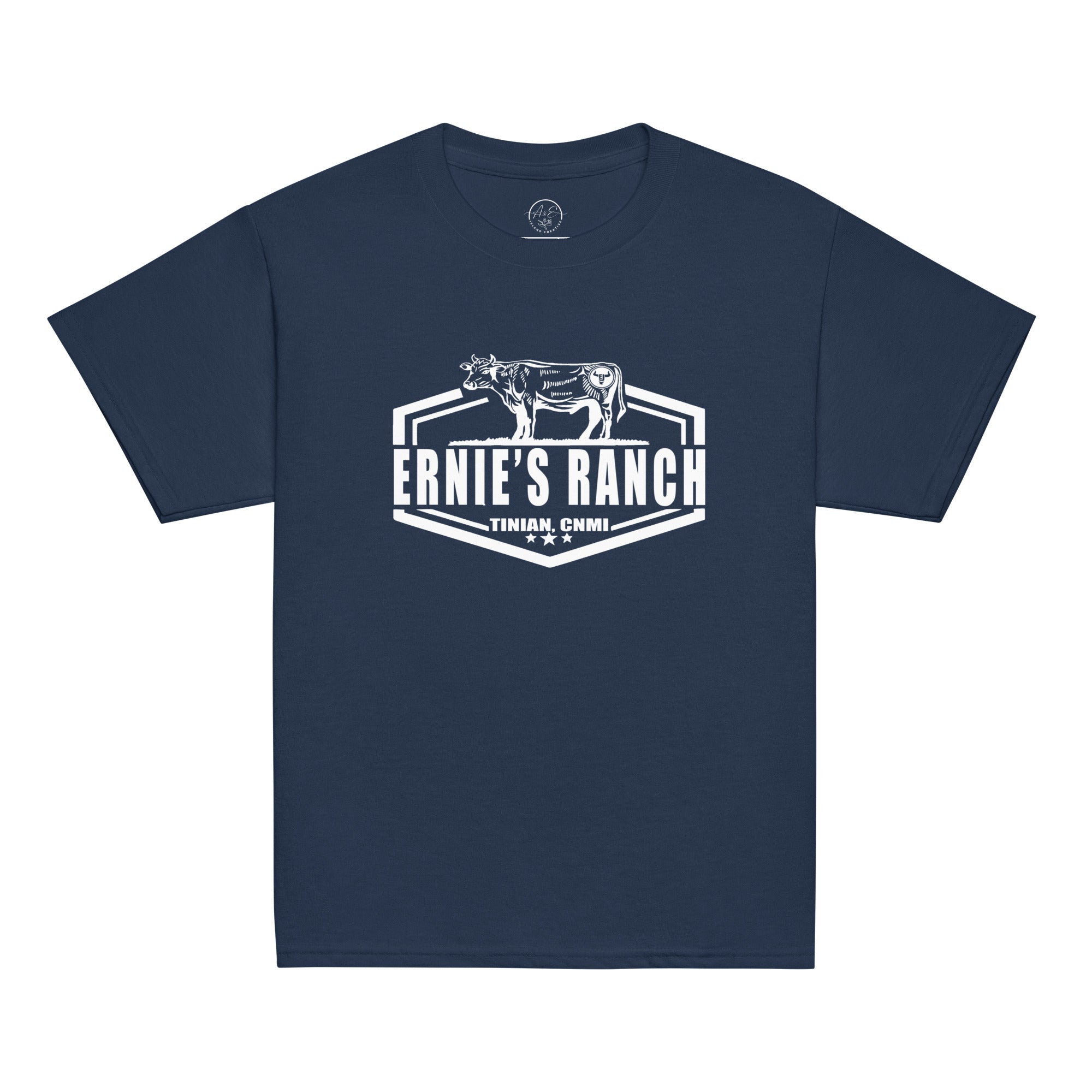 Ernie's Ranch Classic Dark Tee- YOUTH (Black or Navy) (100% Organic Cotton) by Coco Eve Creative