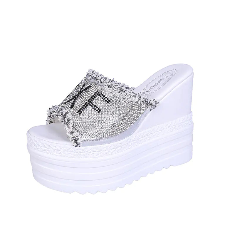 Wedge Heel Platform Sandals and Rhinestone Slippers by Trendy Attic Store01