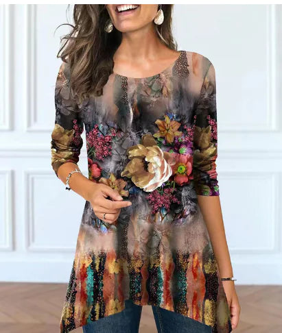 Plus Size Women's Floral Print Round Neck Dress by Trendy Attic Store01