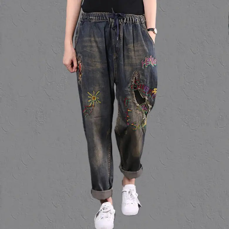 Comfortable Women's Wide Leg Jeans with Elastic Waist by Trendy Attic Store01