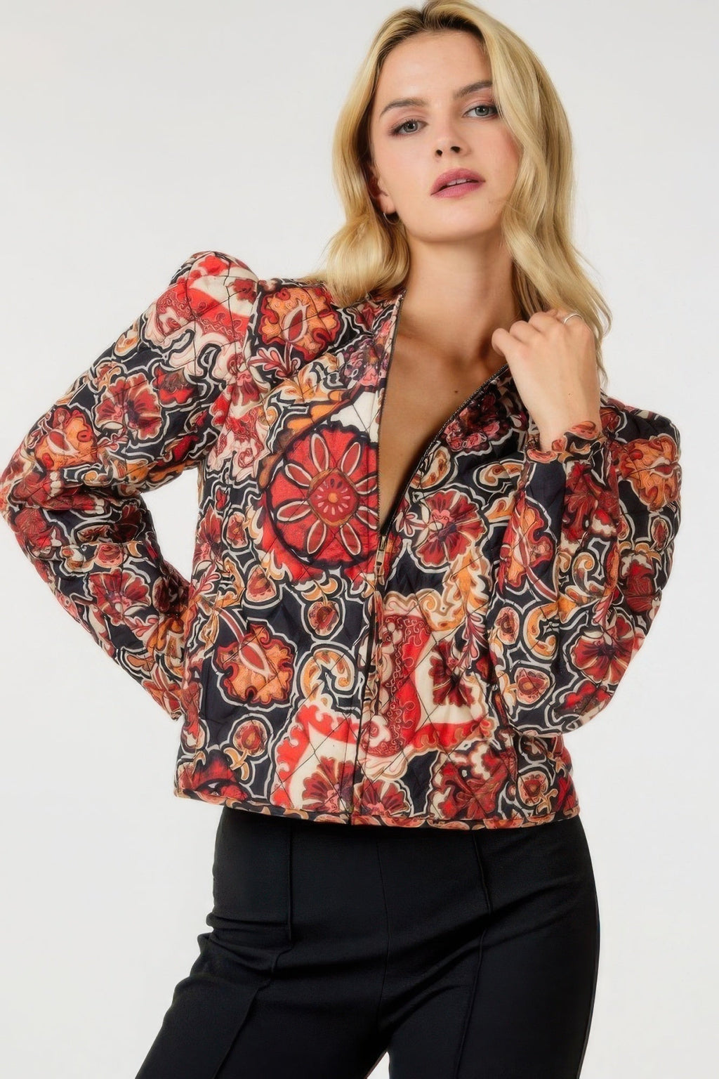Zip Up Multi-print Jacket by Tigbul's Variety Fashion Shop