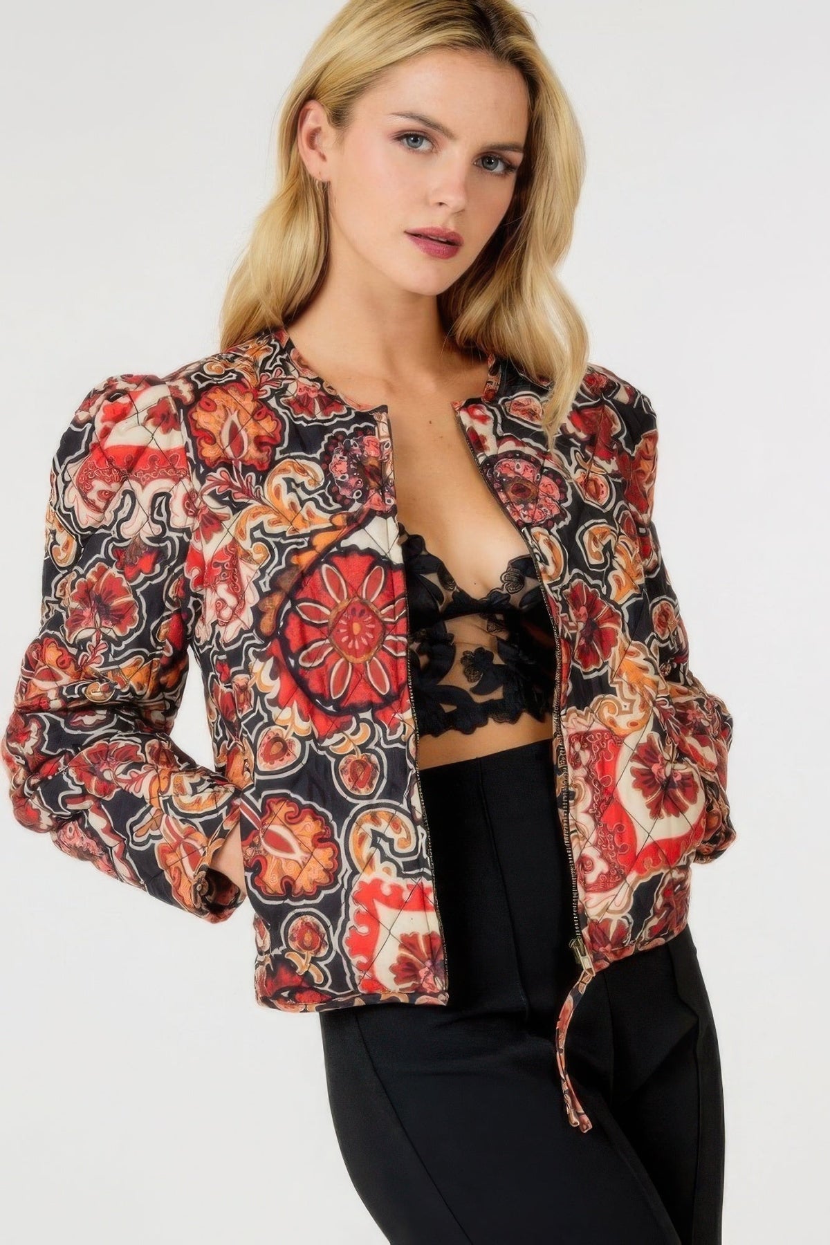 Zip Up Multi-print Jacket by Tigbul's Variety Fashion Shop