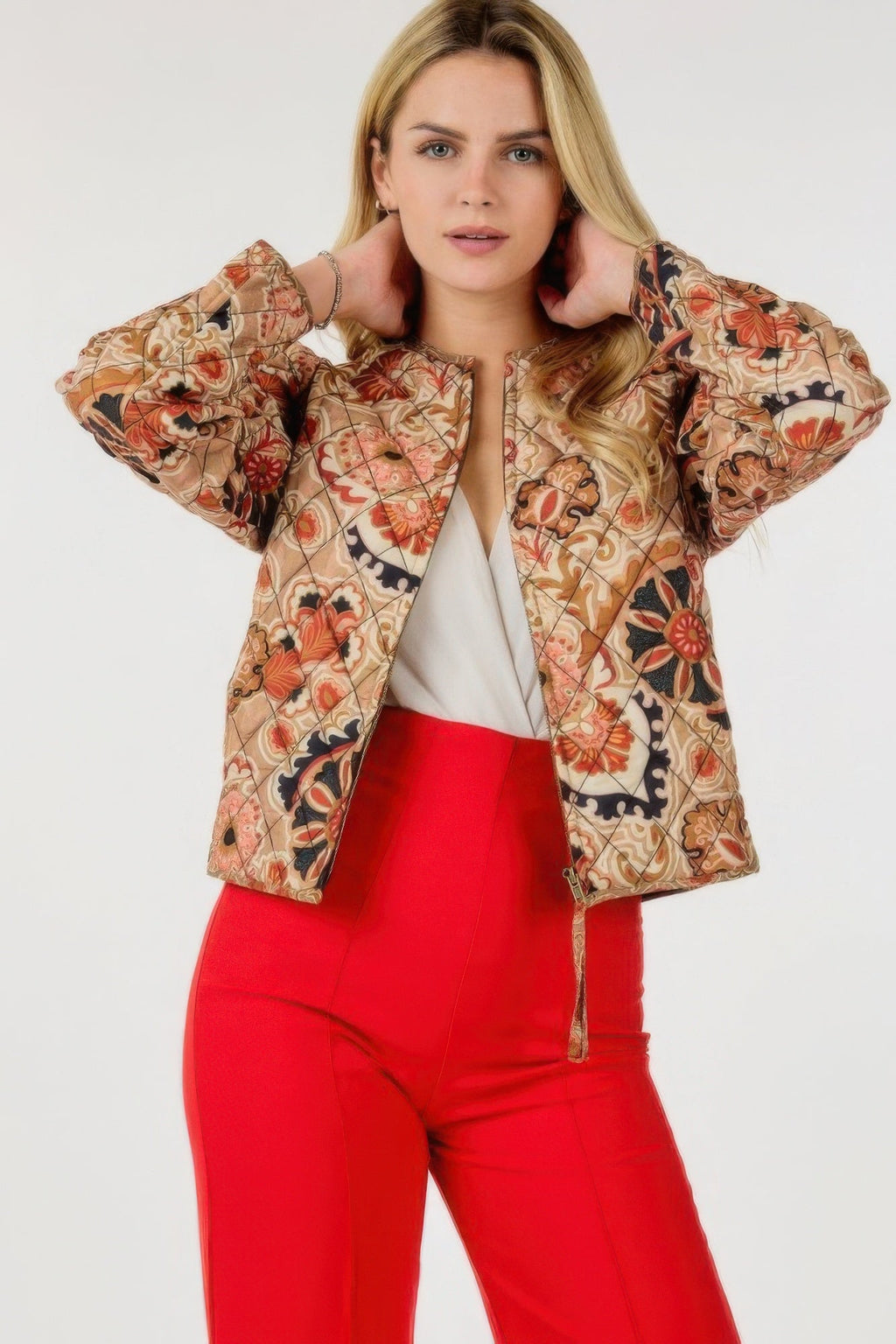Zip Up Multi-print Jacket by Tigbul's Variety Fashion Shop