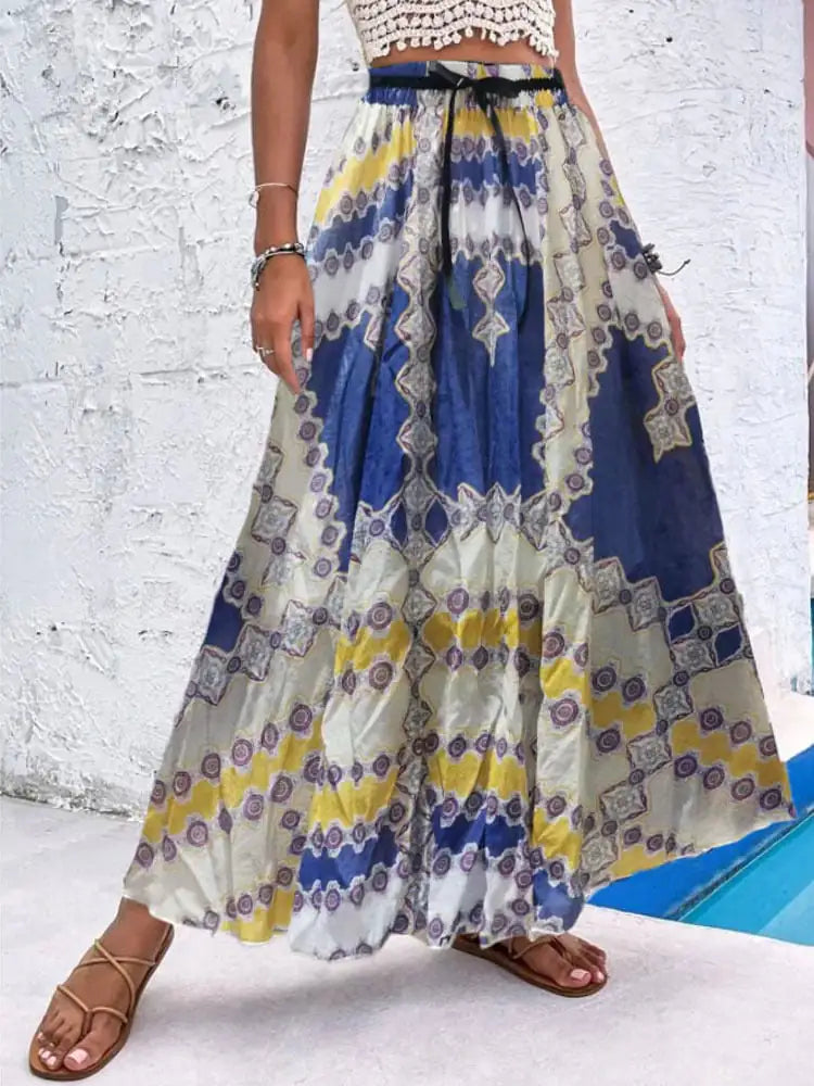 Women's Bohemian Print A-Line Skirt by Trendy Attic Store01